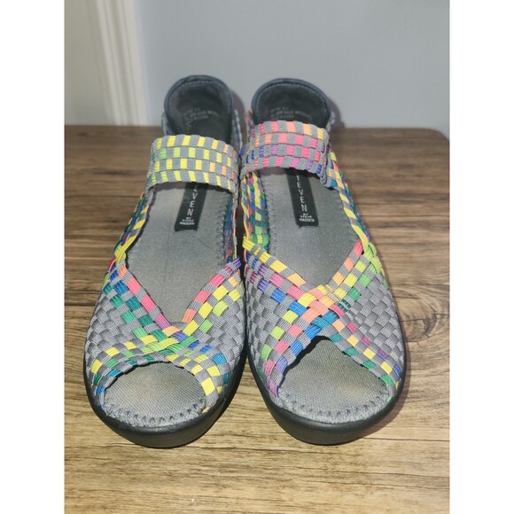 Steve Madden Brynn Peep-toe Wedge Mary Jane Sandal multi-color Women's Sz 8.5 - Picture 16 of 16